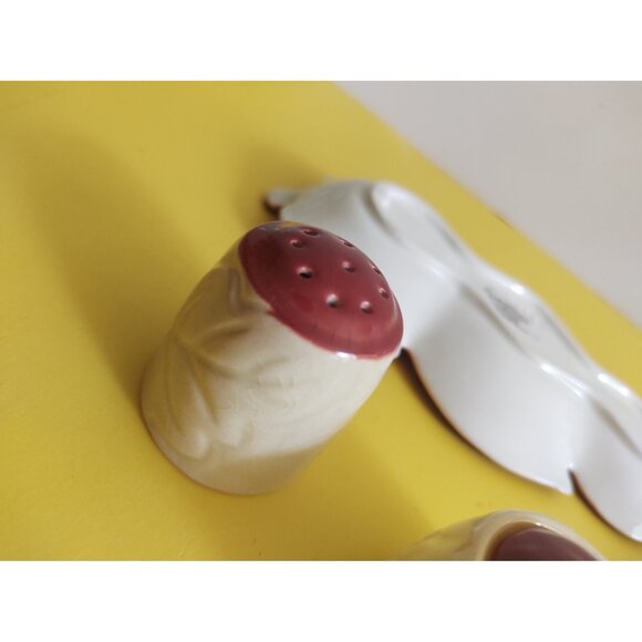 Vintage Carlton Ware England Cruet Set Leaf Twin Tone Design Beige & Brown - Picture 10 of 14